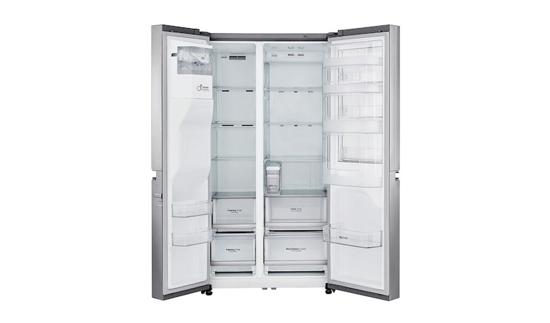 LG 625L Side by Side (Noble Steel) Energiklasse F, Vand-/isdispenser uden vandtilkobling, Smart Diagnosis™ med Wi-Fi, GSJ961NSUZ