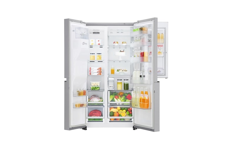 LG 625L Side by Side (Noble Steel) Energiklasse F, Vand-/isdispenser uden vandtilkobling, Smart Diagnosis™ med Wi-Fi, GSJ961NSUZ