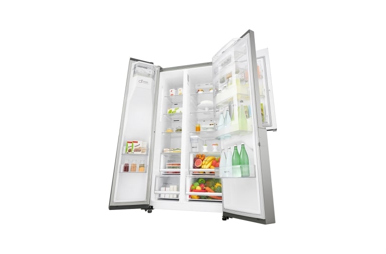 LG 625L Side by Side (Noble Steel) Energiklasse F, Vand-/isdispenser uden vandtilkobling, Smart Diagnosis™ med Wi-Fi, GSJ961NSUZ
