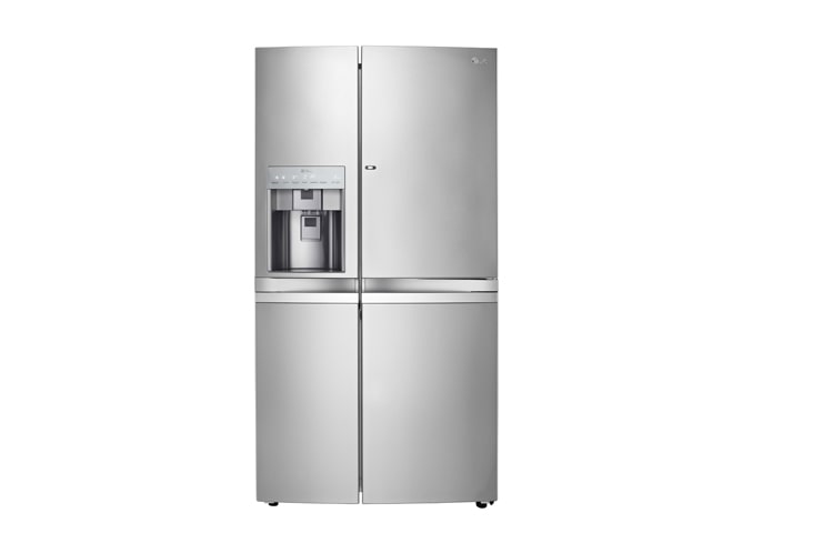 LG  Afrimningsfrit side-by-side-skab med dør-i-dør oplagring og dispenser for vand- og is (596 L), GSJ976NSBZ