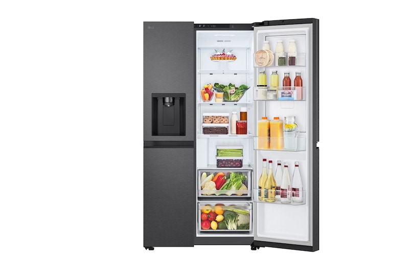 LG 638L Door in Door™ Side by Side (Matte Black), Energiklasse E, Vand-/isdispenser med vandtilkobling, Smart Diagnosis™ , GSJC40EPPE