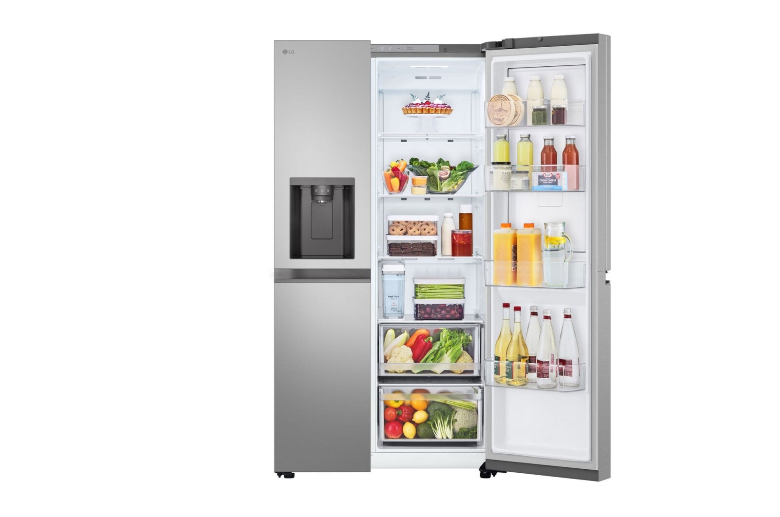 LG 641L Door in Door™ Side by Side (Prime Silver), Energiklasse E, Vand-/isdispenser uden vandtilkobling, Smart Diagnosis™ , GSJC41PYPE