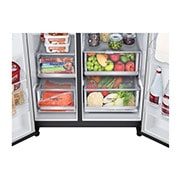 LG 635L Door in Door™ Side by Side (Matte Black Steel), Energiklasse E, Vand-/isdispenser med vandtilkobling, Smart Diagnosis™ med Wi-Fi, GSJV70MCLE