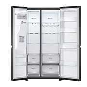 LG 635L Door in Door™ Side by Side (Matte Black Steel), Energiklasse E, Vand-/isdispenser med vandtilkobling, Smart Diagnosis™ med Wi-Fi, GSJV70MCLE