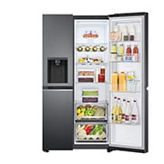 LG 635L Door in Door™ Side by Side (Matte Black Steel), Energiklasse E, Vand-/isdispenser med vandtilkobling, Smart Diagnosis™ med Wi-Fi, GSJV70MCLE