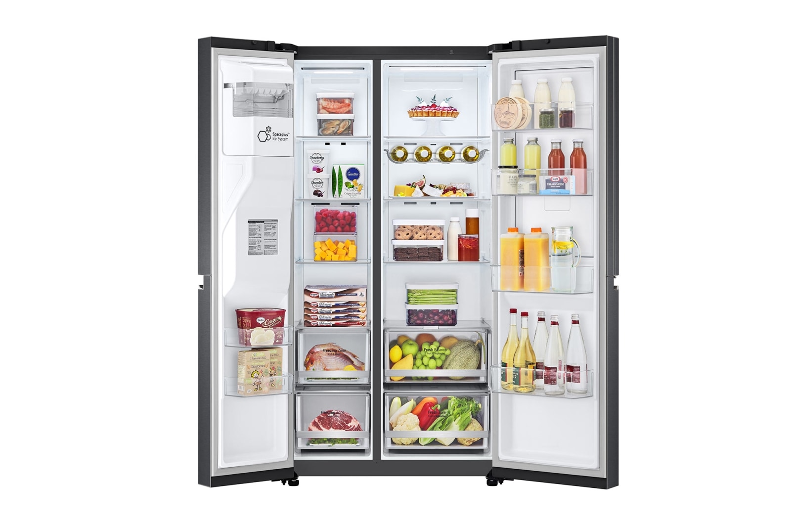 LG 635L Door in Door™ Side by Side (Matte Black Steel), Energiklasse E, Vand-/isdispenser med vandtilkobling, Smart Diagnosis™ med Wi-Fi, GSJV70MCLE