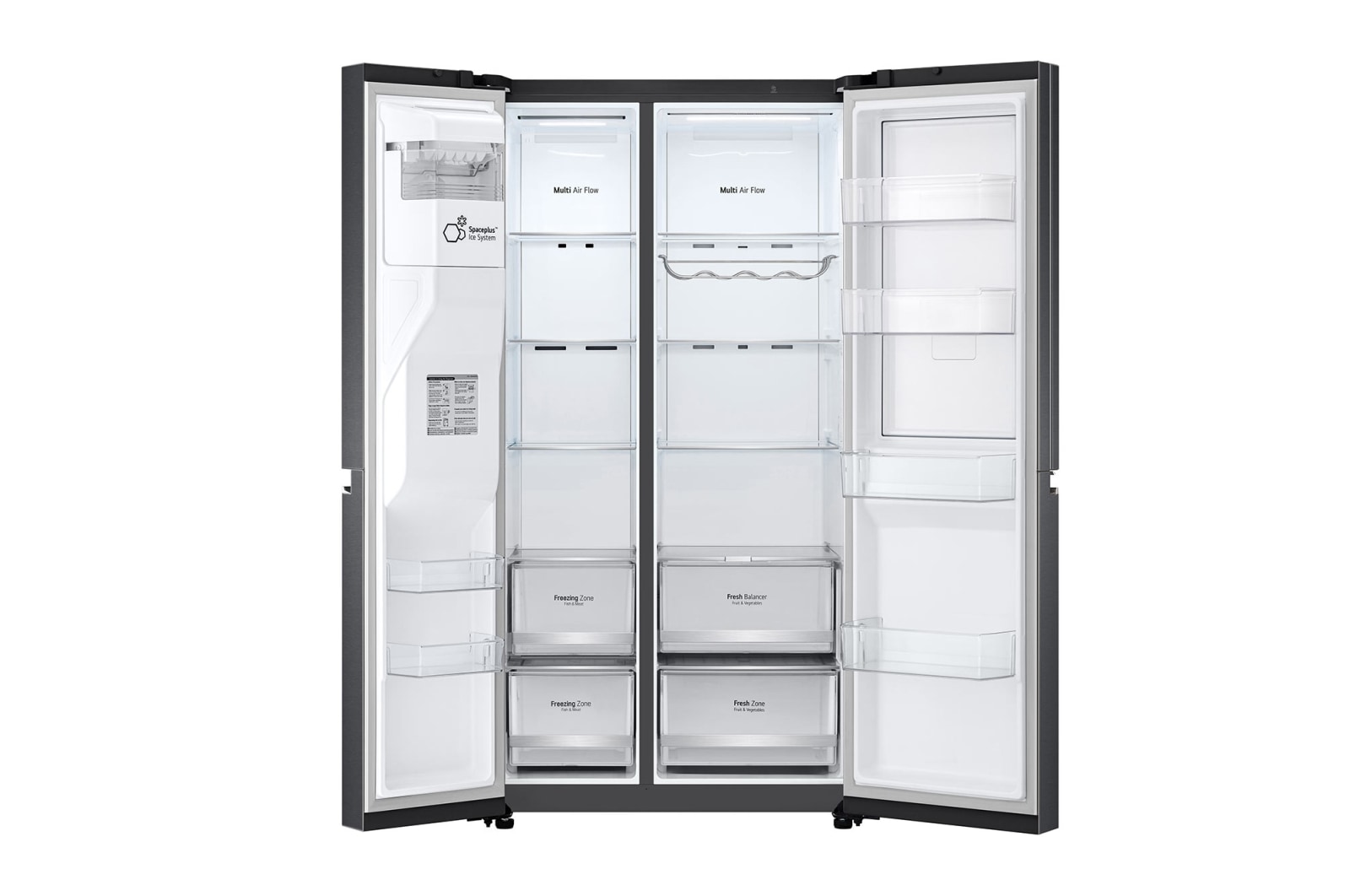LG 635L Door in Door™ Side by Side (Matte Black Steel), Energiklasse E, Vand-/isdispenser med vandtilkobling, Smart Diagnosis™ med Wi-Fi, GSJV70MCLE