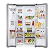 LG 635L Door in Door™ Side by Side (Shiny Steel), Energiklasse F, Vand-/isdispenser med vandtilkobling, Smart Diagnosis™ med Wi-Fi, GSJV70PZTF