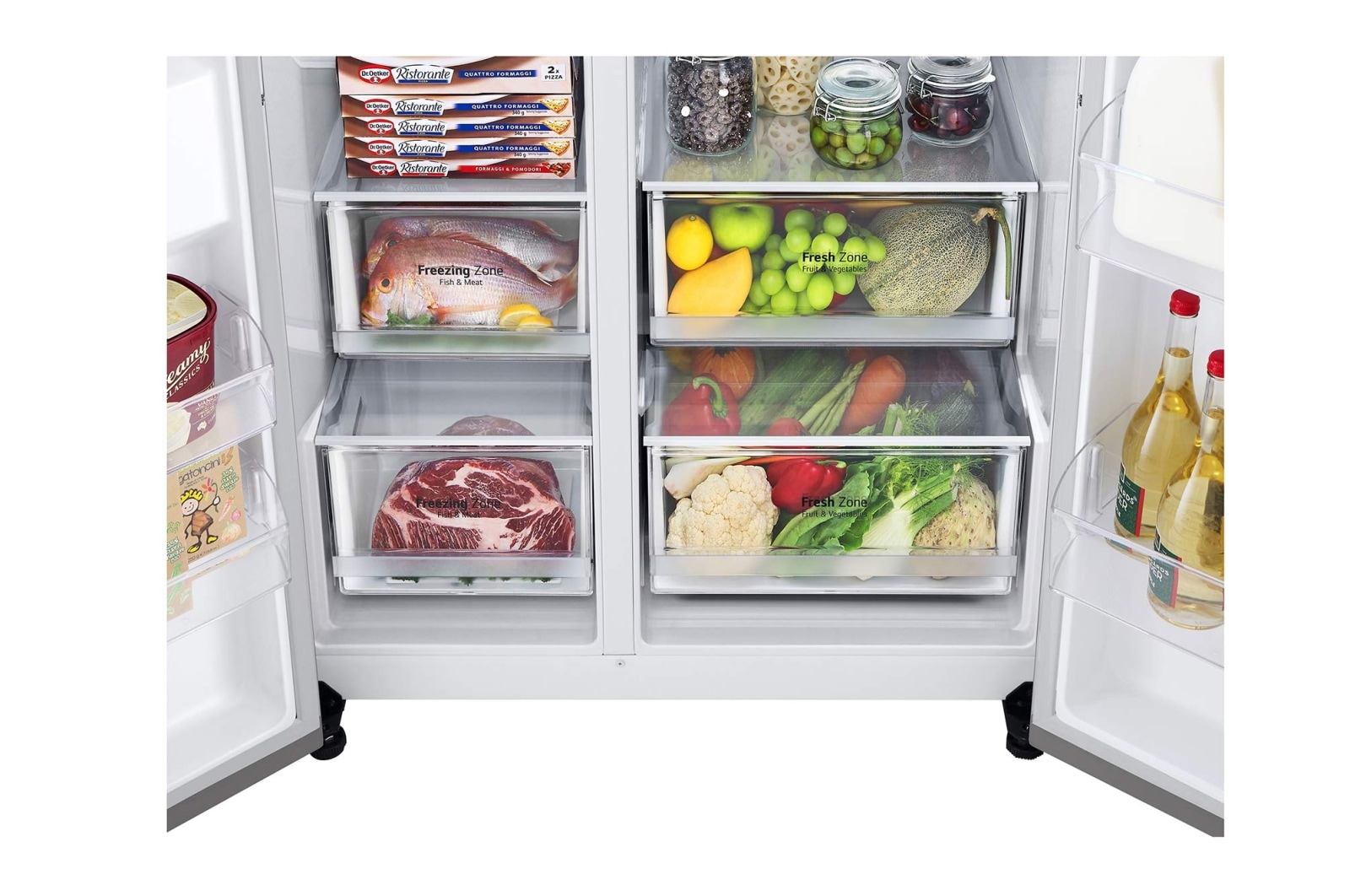 LG 635L Door in Door™ Side by Side (Shiny Steel), Energiklasse F, Vand-/isdispenser med vandtilkobling, Smart Diagnosis™ med Wi-Fi, GSJV70PZTF