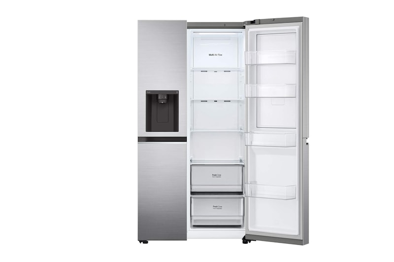 LG 635L Door in Door™ Side by Side (Shiny Steel), Energiklasse F, Vand-/isdispenser med vandtilkobling, Smart Diagnosis™ med Wi-Fi, GSJV70PZTF
