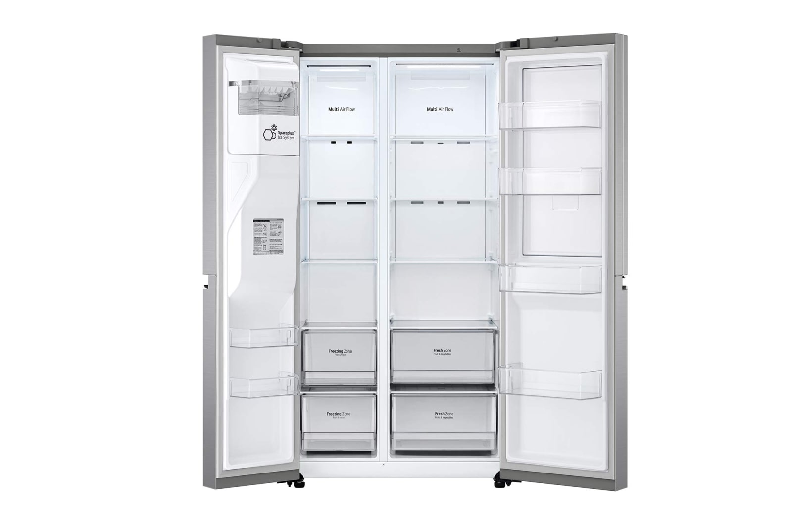 LG 635L Door in Door™ Side by Side (Shiny Steel), Energiklasse F, Vand-/isdispenser med vandtilkobling, Smart Diagnosis™ med Wi-Fi, GSJV70PZTF