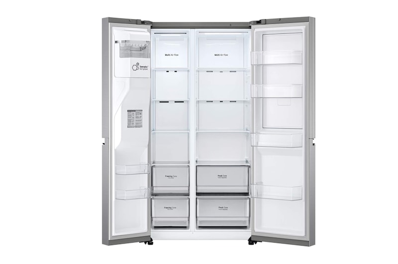 LG 635L Door in Door™ Side by Side (Shiny Steel), Energiklasse F, Vand-/isdispenser med vandtilkobling, Smart Diagnosis™ med Wi-Fi, GSJV70PZTF