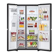 LG 635L Door in Door™ Side by Side (Western Black), Energiklasse E, Vand-/isdispenser med vandtilkobling, Smart Diagnosis™ med Wi-Fi, GSJV70WBTE