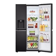 LG 635L Door in Door™ Side by Side (Western Black), Energiklasse E, Vand-/isdispenser med vandtilkobling, Smart Diagnosis™ med Wi-Fi, GSJV70WBTE