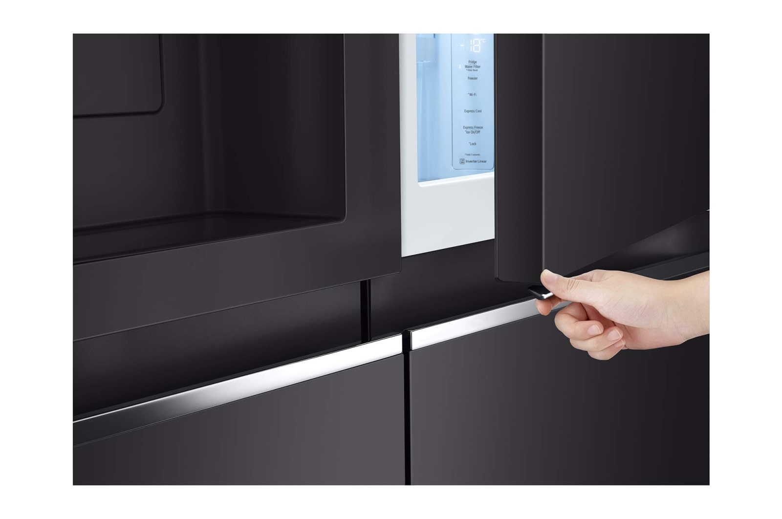 LG 635L Door in Door™ Side by Side (Western Black), Energiklasse E, Vand-/isdispenser med vandtilkobling, Smart Diagnosis™ med Wi-Fi, GSJV70WBTE