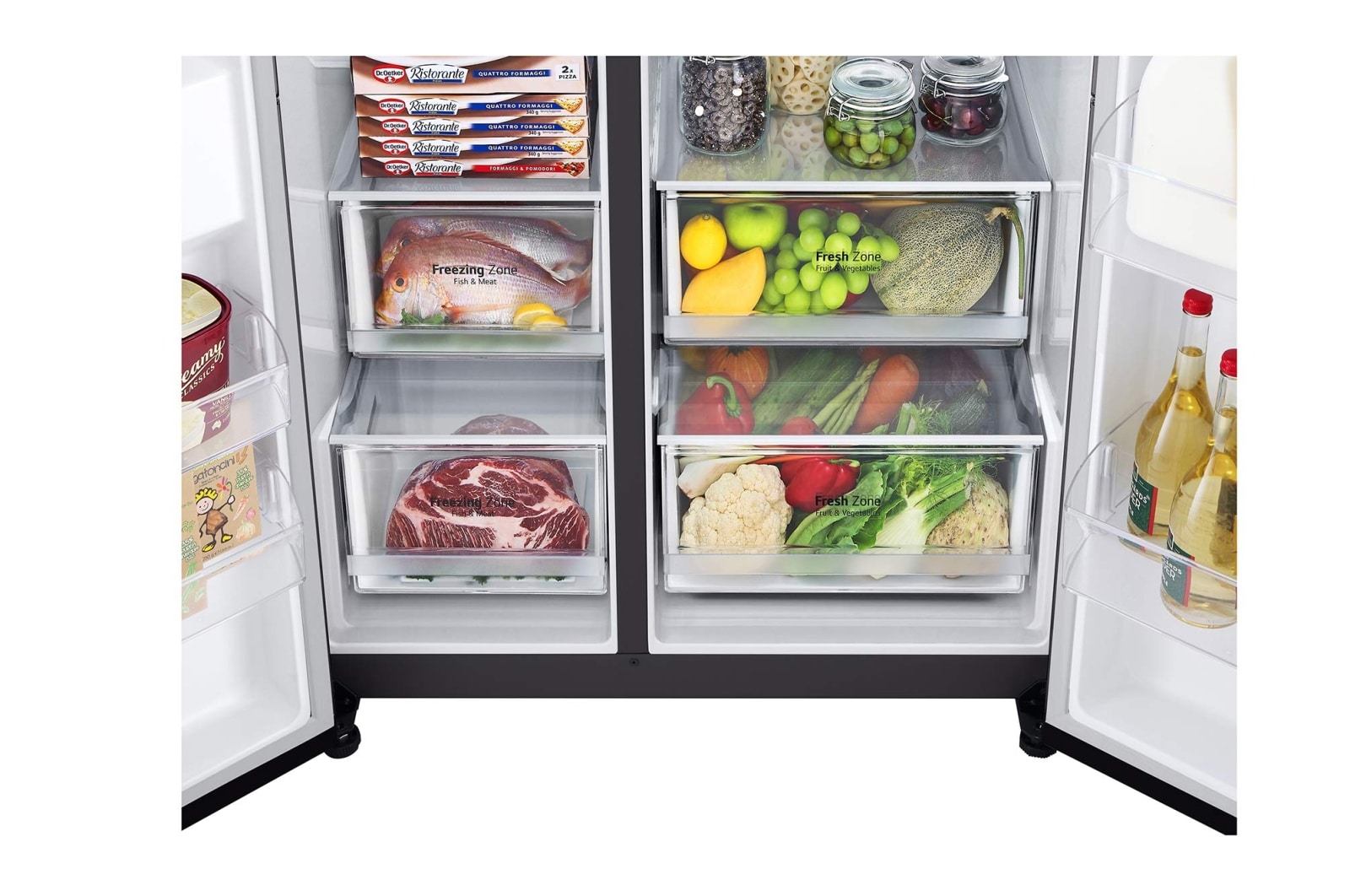 LG 635L Door in Door™ Side by Side (Western Black), Energiklasse E, Vand-/isdispenser med vandtilkobling, Smart Diagnosis™ med Wi-Fi, GSJV70WBTE