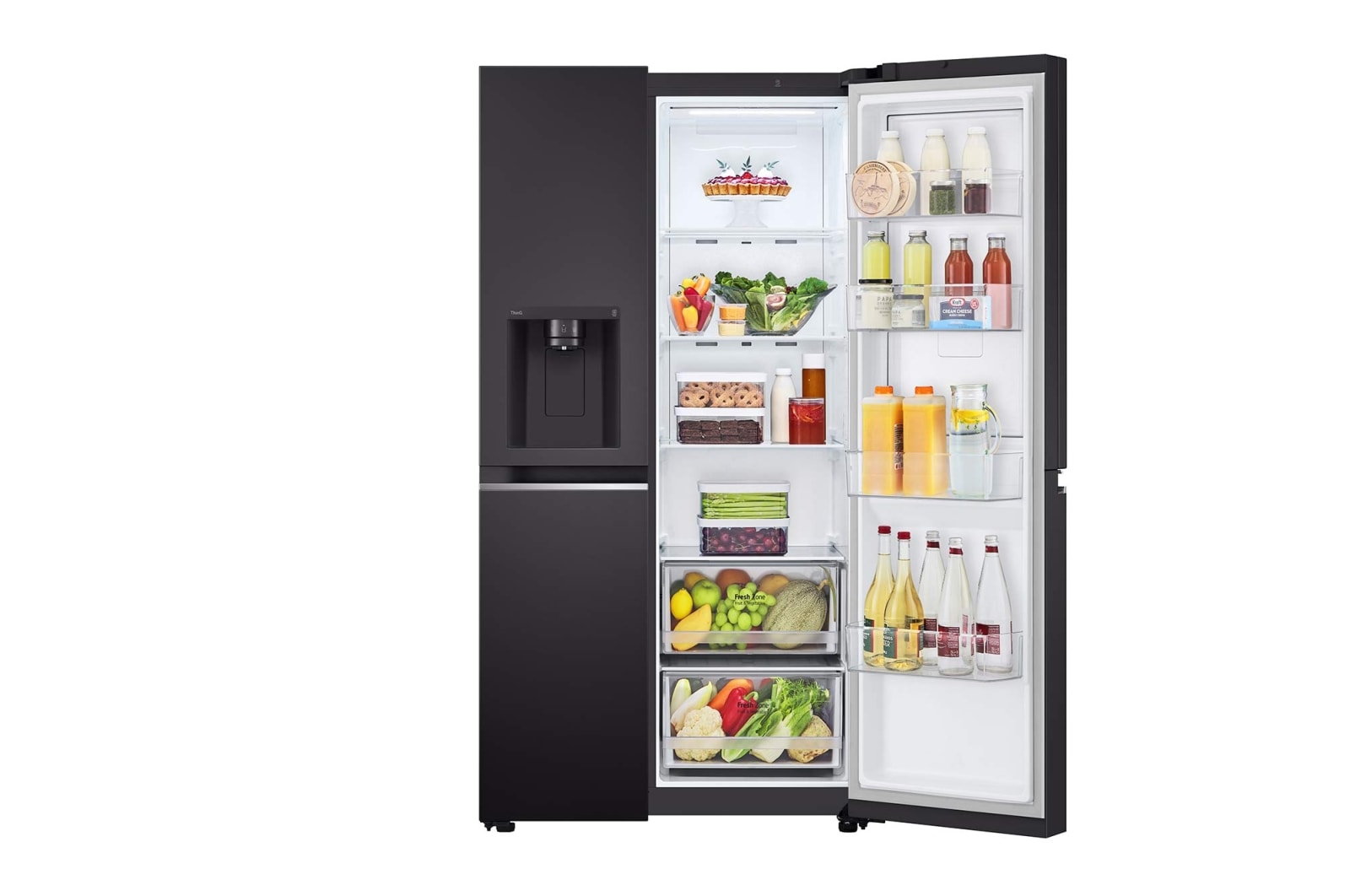 LG 635L Door in Door™ Side by Side (Western Black), Energiklasse E, Vand-/isdispenser med vandtilkobling, Smart Diagnosis™ med Wi-Fi, GSJV70WBTE