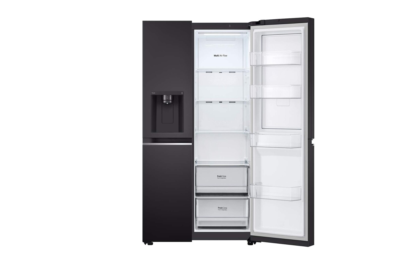 LG 635L Door in Door™ Side by Side (Western Black), Energiklasse E, Vand-/isdispenser med vandtilkobling, Smart Diagnosis™ med Wi-Fi, GSJV70WBTE