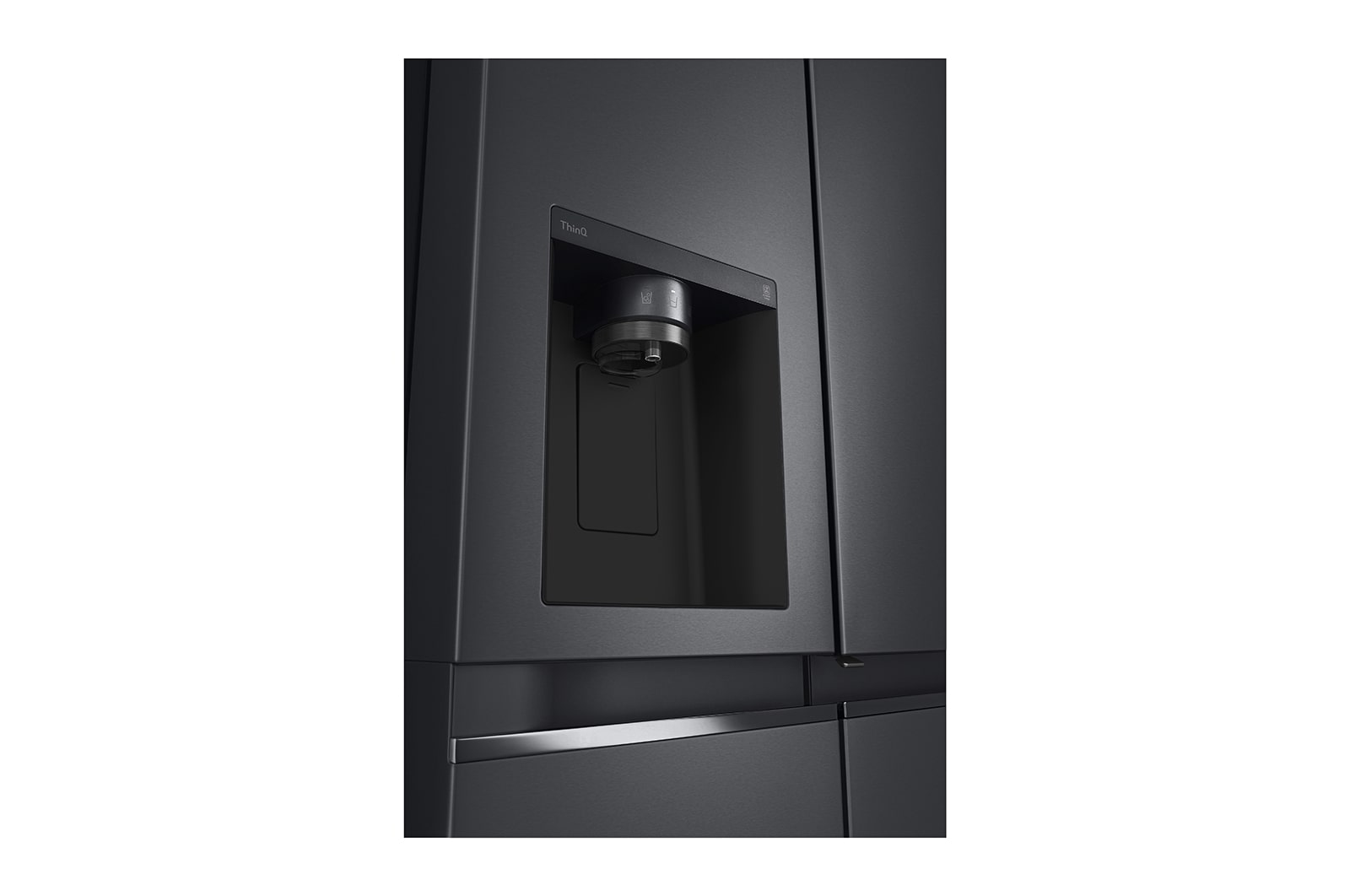 LG 635L Door in Door™ Side by Side (Matte Black Stainless Steel), Energiklasse E, Vand-/isdispenser uden vandtilkobling, Smart Diagnosis™ med Wi-Fi, GSJV71MCLE