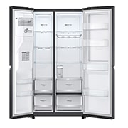 LG 635L Door in Door™ Side by Side (Matte Black Stainless Steel), Energiklasse E, Vand-/isdispenser uden vandtilkobling, Smart Diagnosis™ med Wi-Fi, GSJV71MCLE