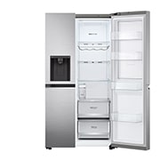 LG 635L Door in Door™ Side by Side (Shiny Steel), Energiklasse E, Vand-/isdispenser uden vandtilkobling, Smart Diagnosis™ med Wi-Fi, GSJV71PZLE