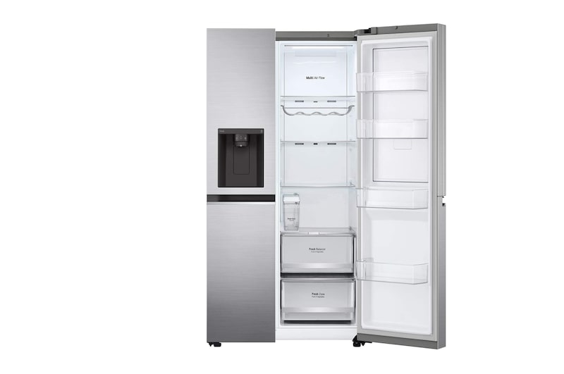 LG 635L Door in Door™ Side by Side (Shiny Steel), Energiklasse E, Vand-/isdispenser uden vandtilkobling, Smart Diagnosis™ med Wi-Fi, GSJV71PZLE