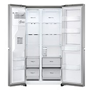 LG 635L Door in Door™ Side by Side (Shiny Steel), Energiklasse E, Vand-/isdispenser uden vandtilkobling, Smart Diagnosis™ med Wi-Fi, GSJV71PZTE