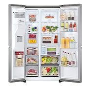 LG 635L Door in Door™ Side by Side (Shiny Steel), Energiklasse E, Vand-/isdispenser uden vandtilkobling, Smart Diagnosis™ med Wi-Fi, GSJV71PZTE
