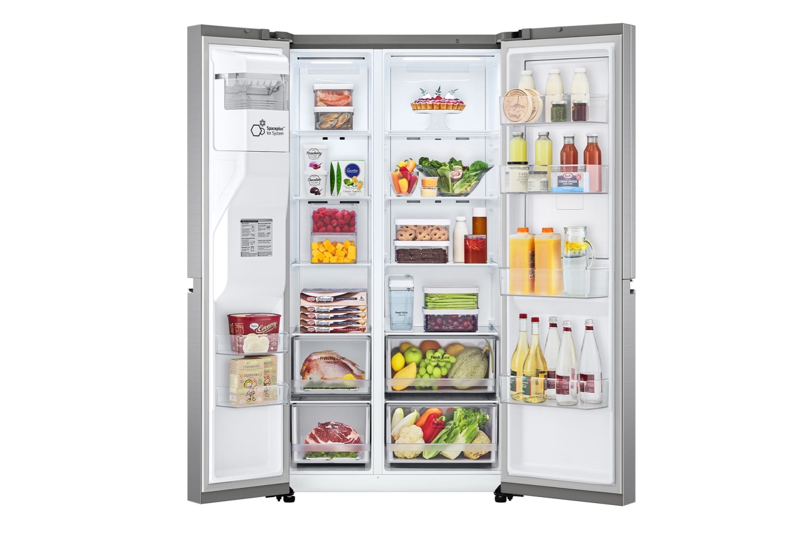 LG 635L Door in Door™ Side by Side (Shiny Steel), Energiklasse E, Vand-/isdispenser uden vandtilkobling, Smart Diagnosis™ med Wi-Fi, GSJV71PZTE