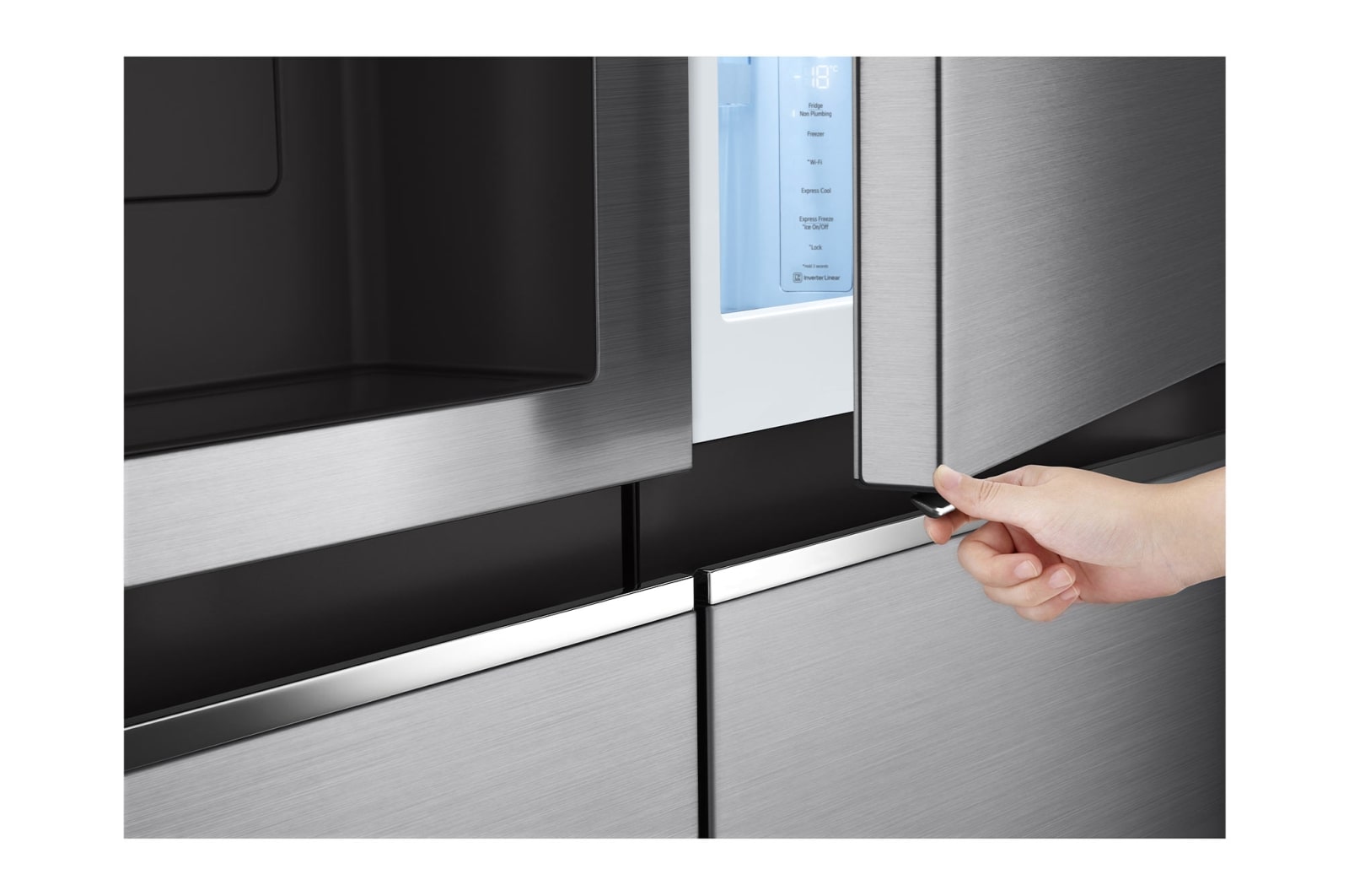 LG 635L Door in Door™ Side by Side (Shiny Steel), Energiklasse E, Vand-/isdispenser uden vandtilkobling, Smart Diagnosis™ med Wi-Fi, GSJV71PZTE