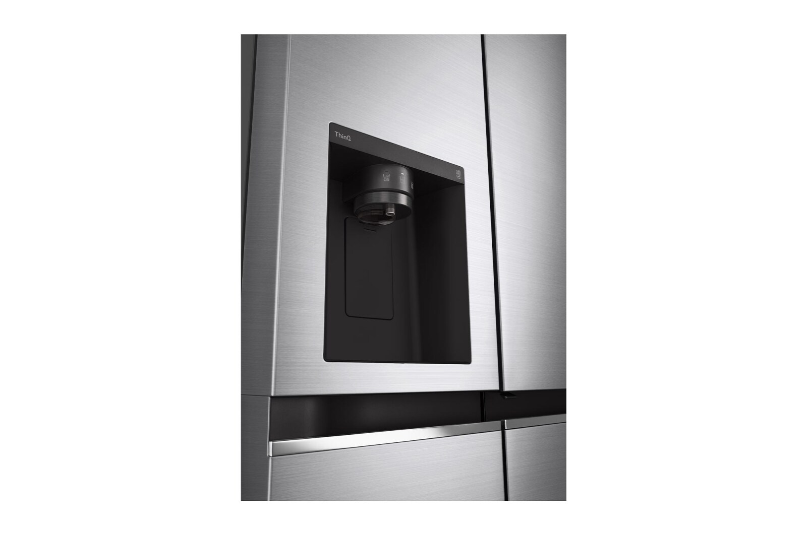 LG 635L Door in Door™ Side by Side (Shiny Steel), Energiklasse E, Vand-/isdispenser uden vandtilkobling, Smart Diagnosis™ med Wi-Fi, GSJV71PZTE