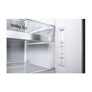 LG  635L Door in Door™ Side by Side (Shiny Steel), Energiklasse E, Vand-/isdispenser uden vandtilkobling, Smart Diagnosis™ med Wi-Fi, GSJV91PZAE