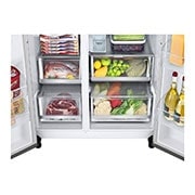 LG  635L Door in Door™ Side by Side (Shiny Steel), Energiklasse E, Vand-/isdispenser uden vandtilkobling, Smart Diagnosis™ med Wi-Fi, GSJV91PZAE