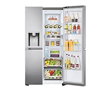 LG  635L Door in Door™ Side by Side (Shiny Steel), Energiklasse E, Vand-/isdispenser uden vandtilkobling, Smart Diagnosis™ med Wi-Fi, GSJV91PZAE