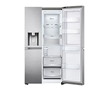 LG  635L Door in Door™ Side by Side (Shiny Steel), Energiklasse E, Vand-/isdispenser uden vandtilkobling, Smart Diagnosis™ med Wi-Fi, GSJV91PZAE