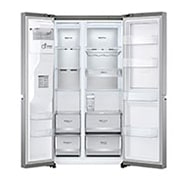 LG  635L Door in Door™ Side by Side (Shiny Steel), Energiklasse E, Vand-/isdispenser uden vandtilkobling, Smart Diagnosis™ med Wi-Fi, GSJV91PZAE