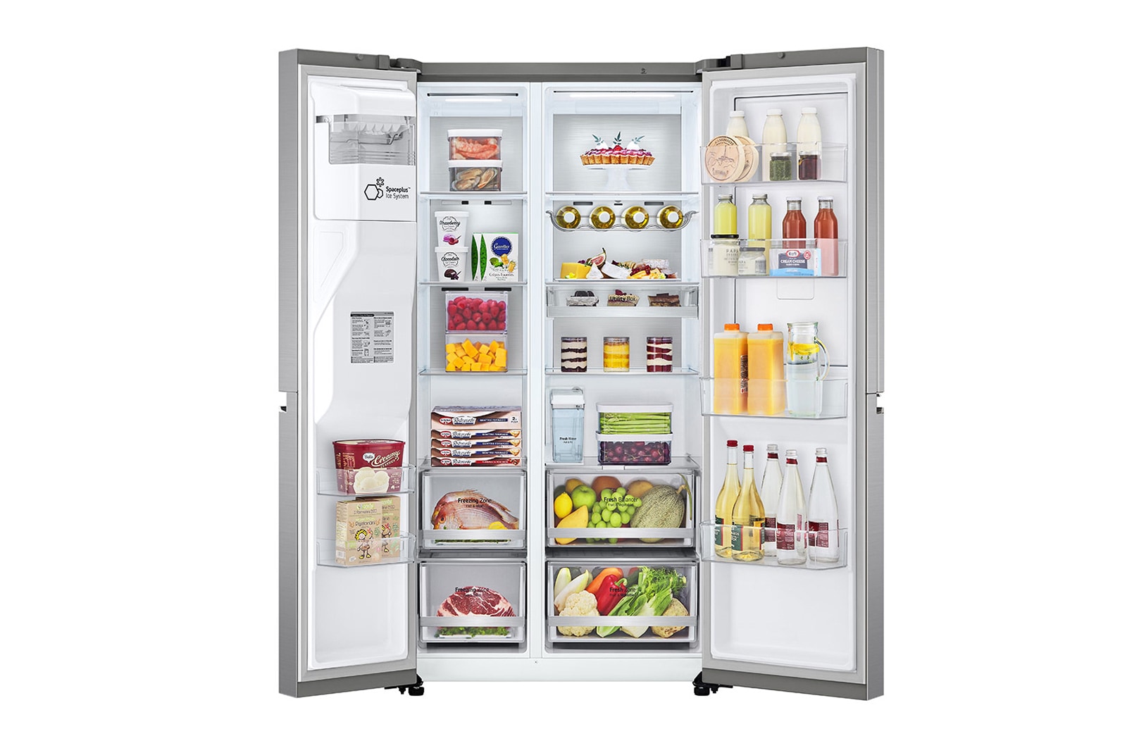 LG  635L Door in Door™ Side by Side (Shiny Steel), Energiklasse E, Vand-/isdispenser uden vandtilkobling, Smart Diagnosis™ med Wi-Fi, GSJV91PZAE