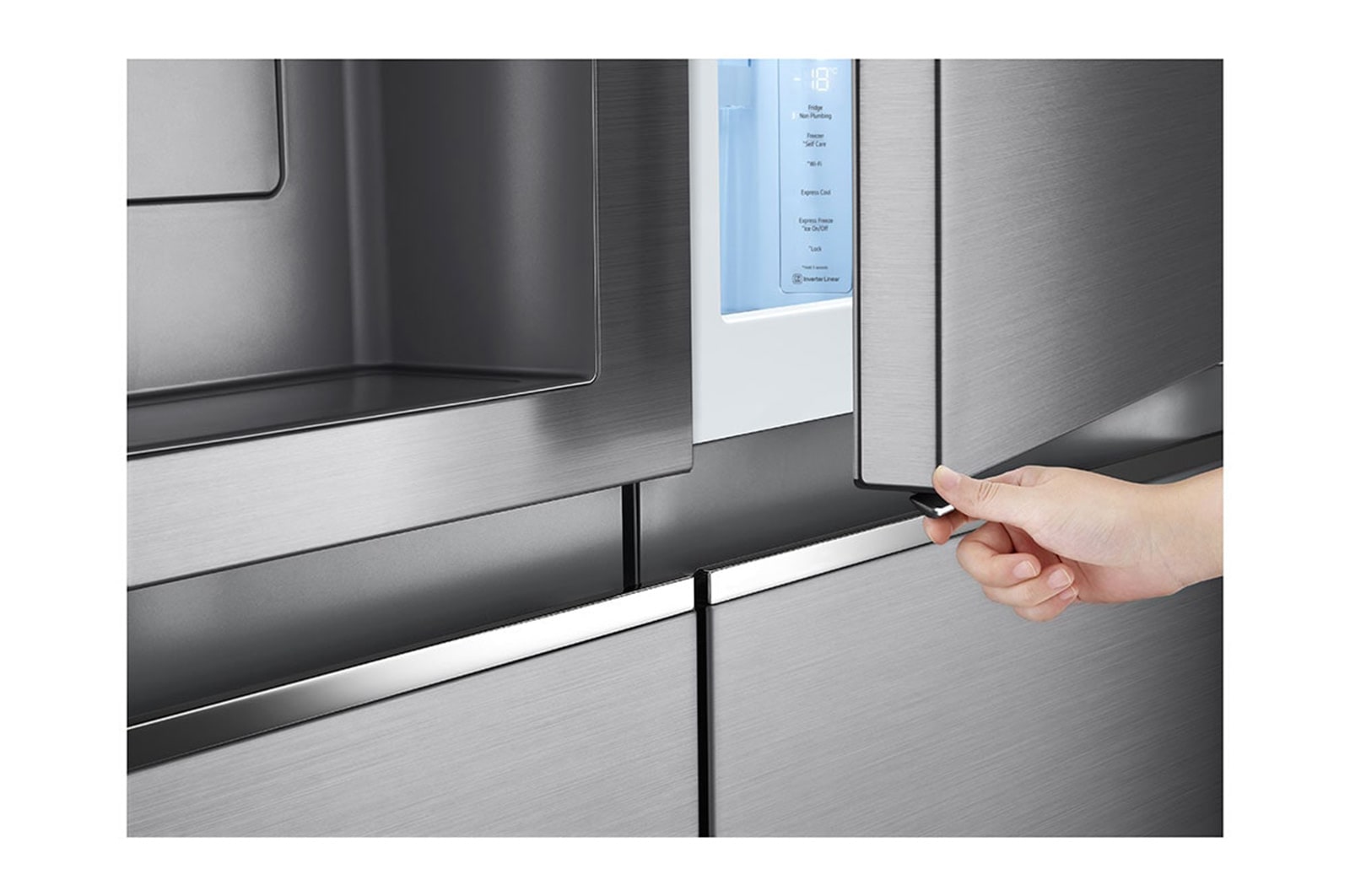 LG  635L Door in Door™ Side by Side (Shiny Steel), Energiklasse E, Vand-/isdispenser uden vandtilkobling, Smart Diagnosis™ med Wi-Fi, GSJV91PZAE