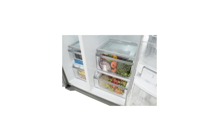 LG Afrimningsfrit side-by-side-skab i med isdispenser (508 L), GSL325SWCV