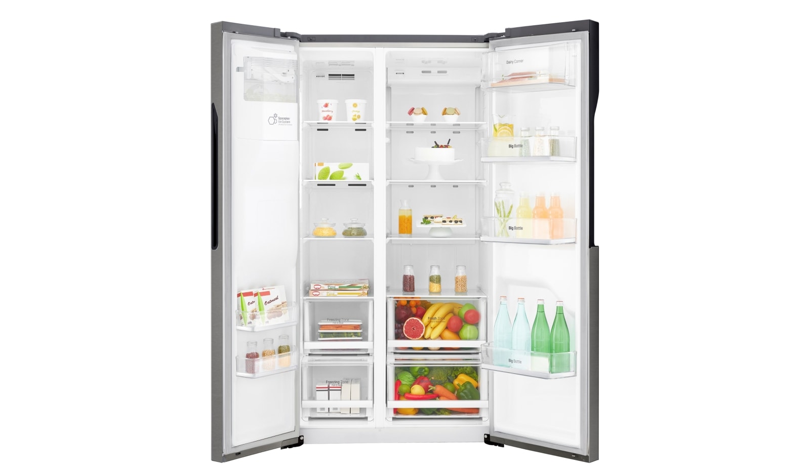 LG 606L Side by Side (mørkegrå) - Is og vand dispenser Energiklasse F Plumbing, Smart Diagnosis™, GSL360ICEV