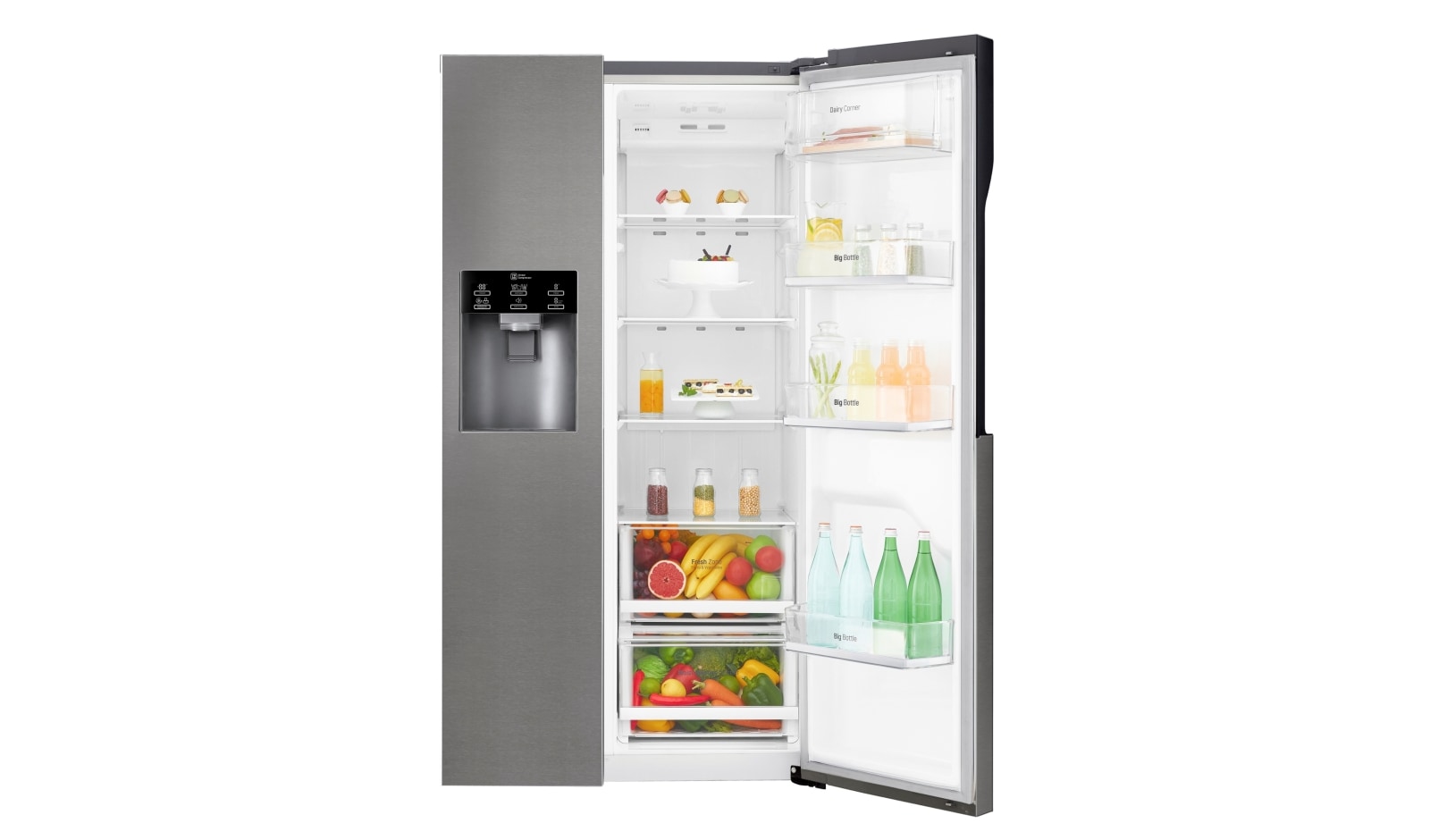 LG 606L Side by Side (mørkegrå) - Is og vand dispenser Energiklasse F Plumbing, Smart Diagnosis™, GSL360ICEV