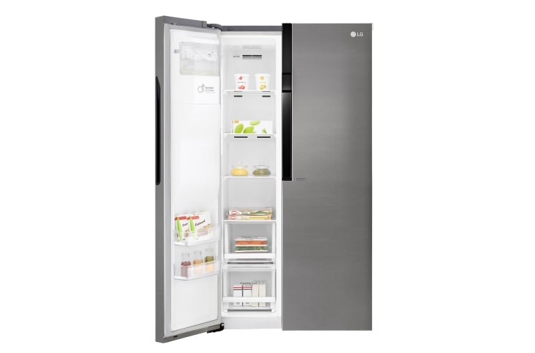 LG 606L Side by Side (mørkegrå) - Is og vand dispenser Energiklasse F Plumbing, Smart Diagnosis™, GSL360ICEV