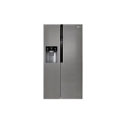 Visning forfra af 606L Side by Side (mørkegrå) - Is og vand dispenser Energiklasse F Plumbing, Smart Diagnosis™ GSL360ICEZ