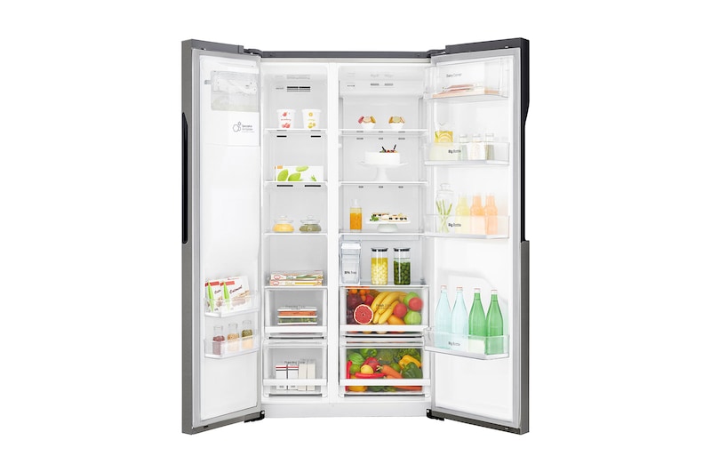 LG 606L Side by Side (mørkegrå) - Is og vand dispenser Energiklasse F Non Plumbing, Smart Diagnosis™, GSL361ICEV