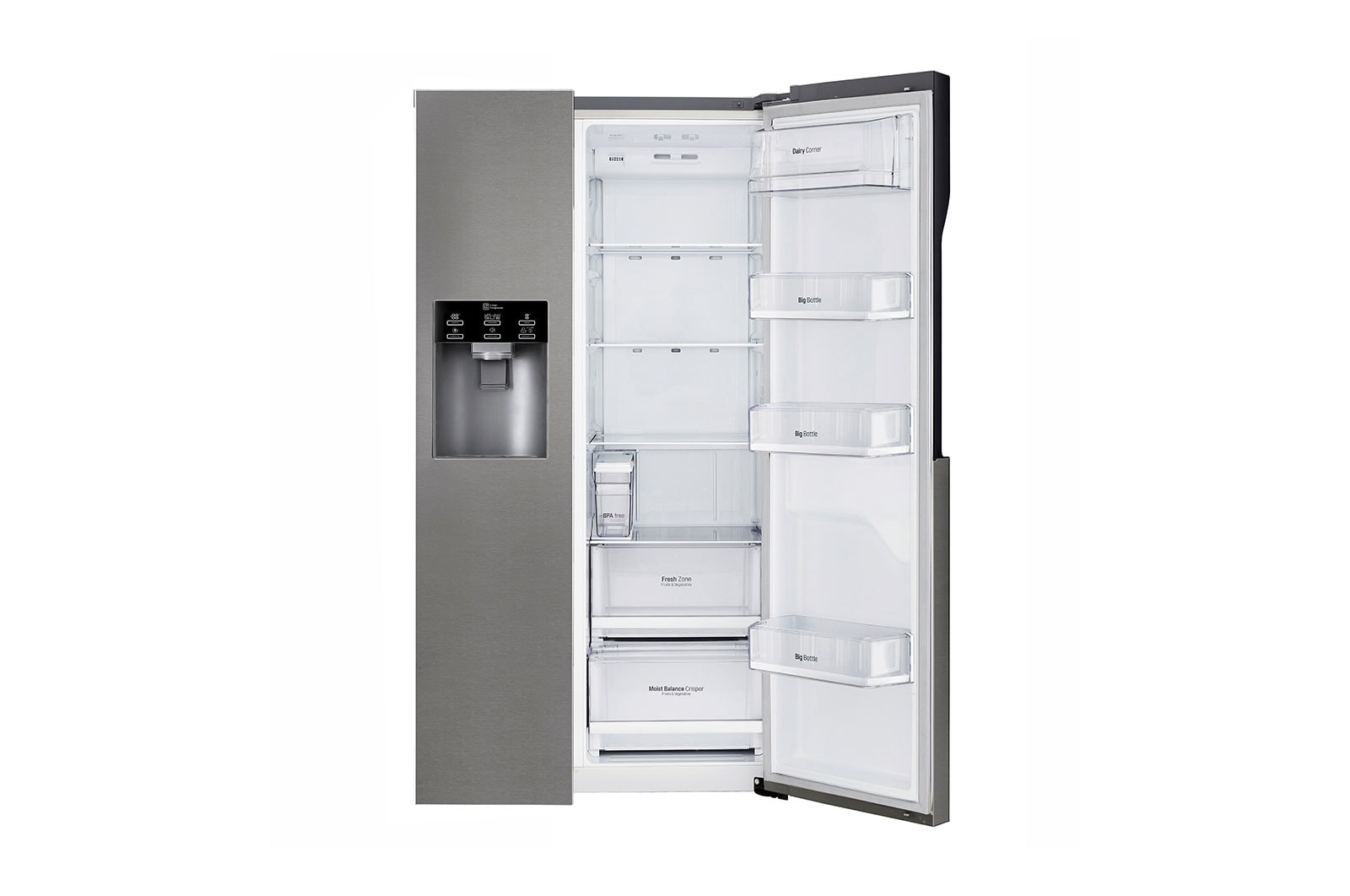LG 606L Side by Side (mørkegrå) - Is og vand dispenser Energiklasse F Non Plumbing, Smart Diagnosis™, GSL361ICEV