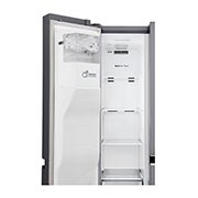 LG 625L Side by Side (Shiny Steel) - Energiklasse E, Vand-/isdispenser med vandtilkobling og Smart Diagnosis™ med Wi-Fi, GSL460ICEE