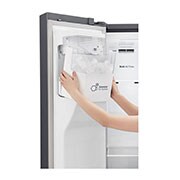 LG 625L Side by Side (Shiny Steel) - Energiklasse E, Vand-/isdispenser med vandtilkobling og Smart Diagnosis™ med Wi-Fi, GSL460ICEE