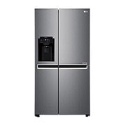 Visning forfra af 625L Side by Side (mørkegrå) - Is og vand dispenser Energiklasse F Vand-/isdispenser uden vandtilkobling, Smart Diagnosis™ med wifi GSL471ICEZ