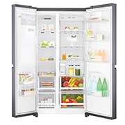 LG 625L Side by Side (mørkegrå) - Is og vand dispenser Energiklasse F Vand-/isdispenser uden vandtilkobling, Smart Diagnosis™ med wifi, GSL471ICEZ