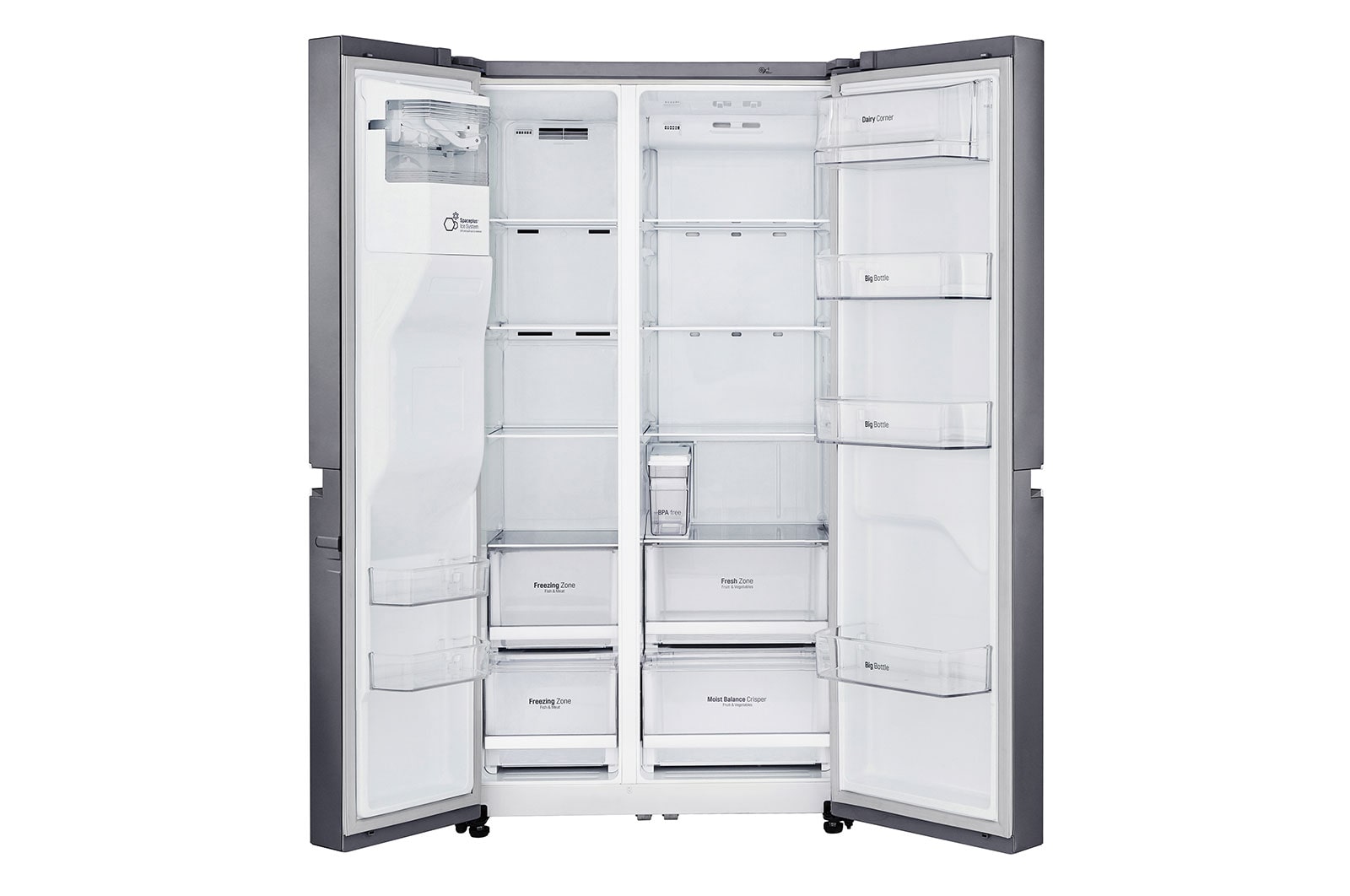 LG 625L Side by Side (mørkegrå) - Is og vand dispenser Energiklasse F Vand-/isdispenser uden vandtilkobling, Smart Diagnosis™ med wifi, GSL471ICEZ